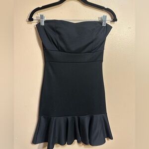 Wet Seal Black Strapless Mermaid Mini Dress, Bodycon Fit M, Flounce Hem